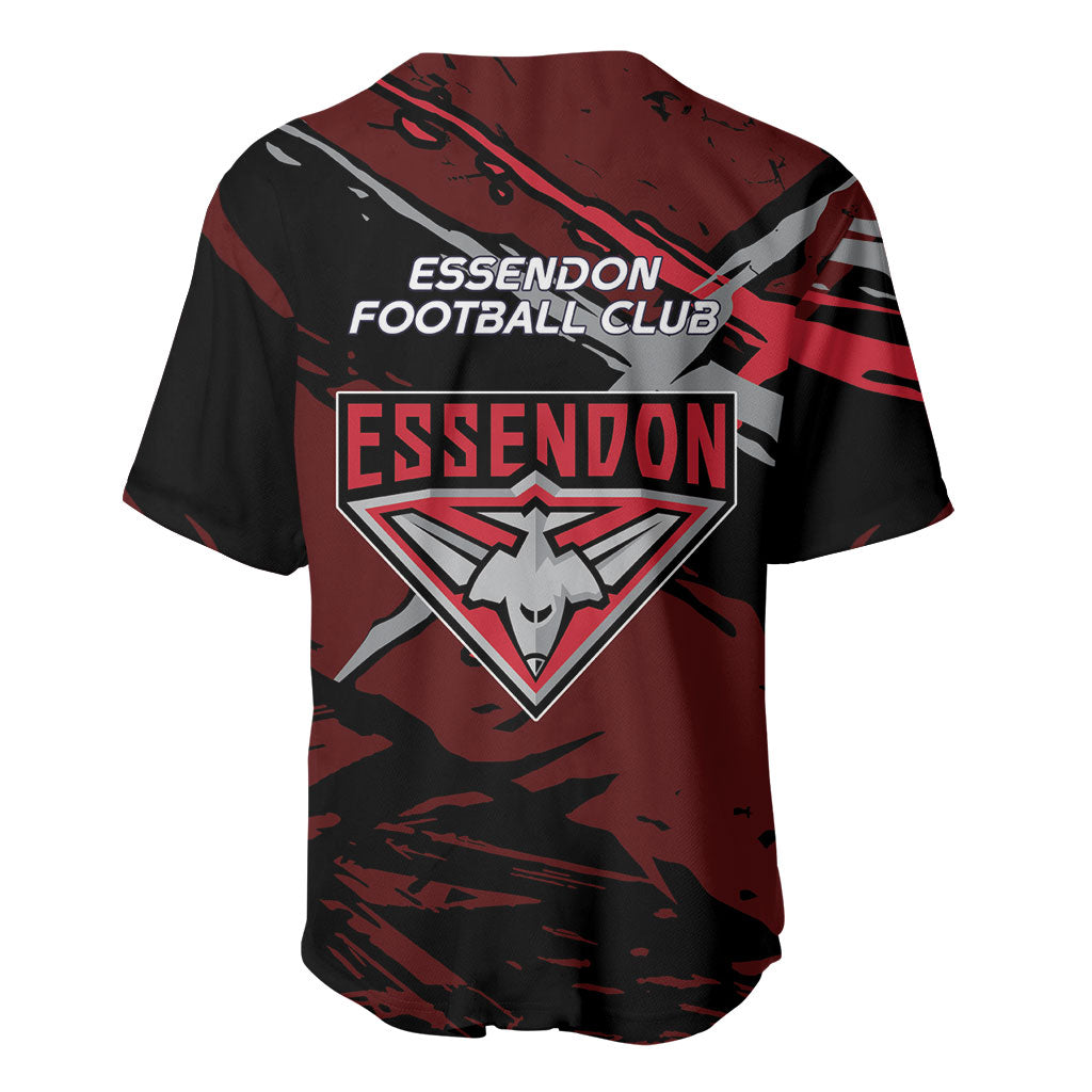 Essendon Football Club Baseball Jersey Bombers Muscular Mascot Graphic - Abstract Paint Splatter Art