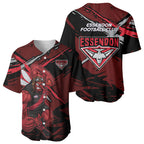 Essendon Football Club Baseball Jersey Bombers Muscular Mascot Graphic - Abstract Paint Splatter Art