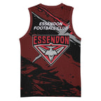 Essendon Football Club Basketball Jersey Bombers Muscular Mascot Graphic - Abstract Paint Splatter Art