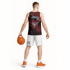 Essendon Football Club Basketball Jersey Bombers Muscular Mascot Graphic - Abstract Paint Splatter Art