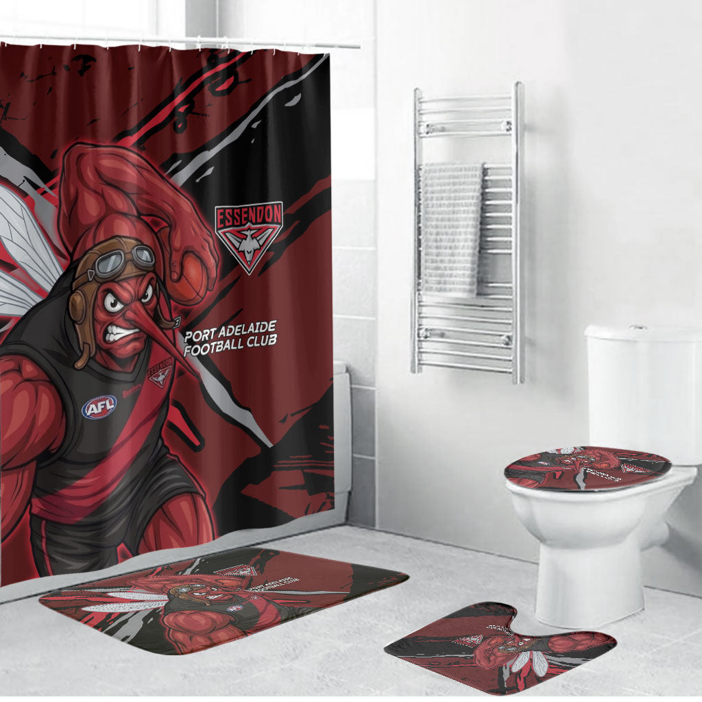 Essendon Football Club Bathroom Set Bombers Muscular Mascot Graphic - Abstract Paint Splatter Art