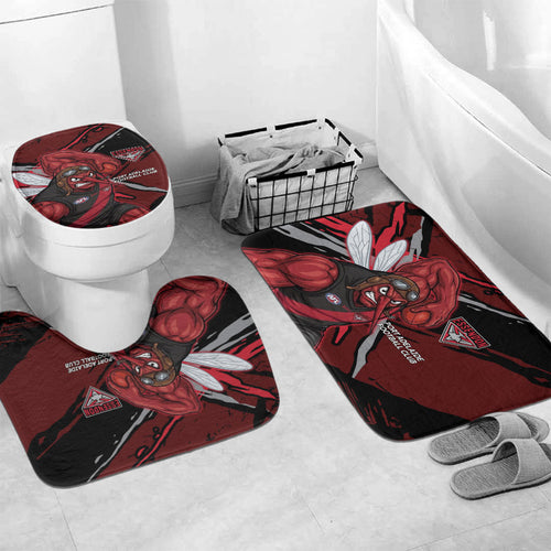 Essendon Football Club Bathroom Set Bombers Muscular Mascot Graphic - Abstract Paint Splatter Art