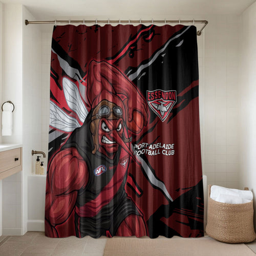 Essendon Football Club Bathroom Set Bombers Muscular Mascot Graphic - Abstract Paint Splatter Art
