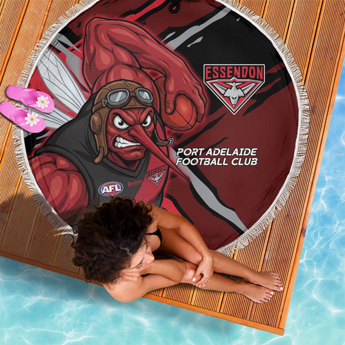 Essendon Football Club Beach Blanket Bombers Muscular Mascot Graphic - Abstract Paint Splatter Art
