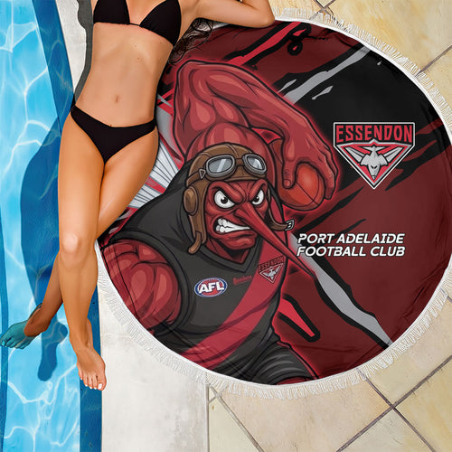 Essendon Football Club Beach Blanket Bombers Muscular Mascot Graphic - Abstract Paint Splatter Art