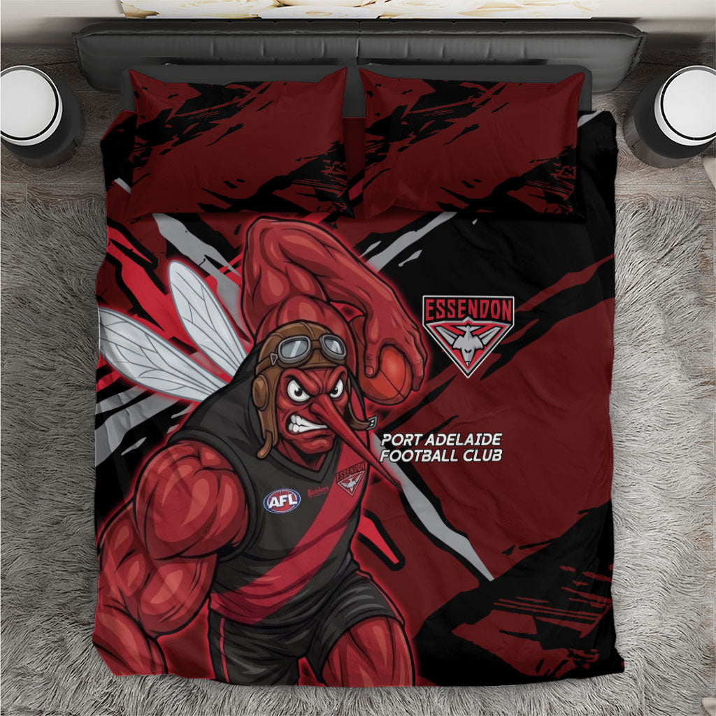 Essendon Football Club Bedding Set Bombers Muscular Mascot Graphic - Abstract Paint Splatter Art