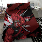 Essendon Football Club Bedding Set Bombers Muscular Mascot Graphic - Abstract Paint Splatter Art