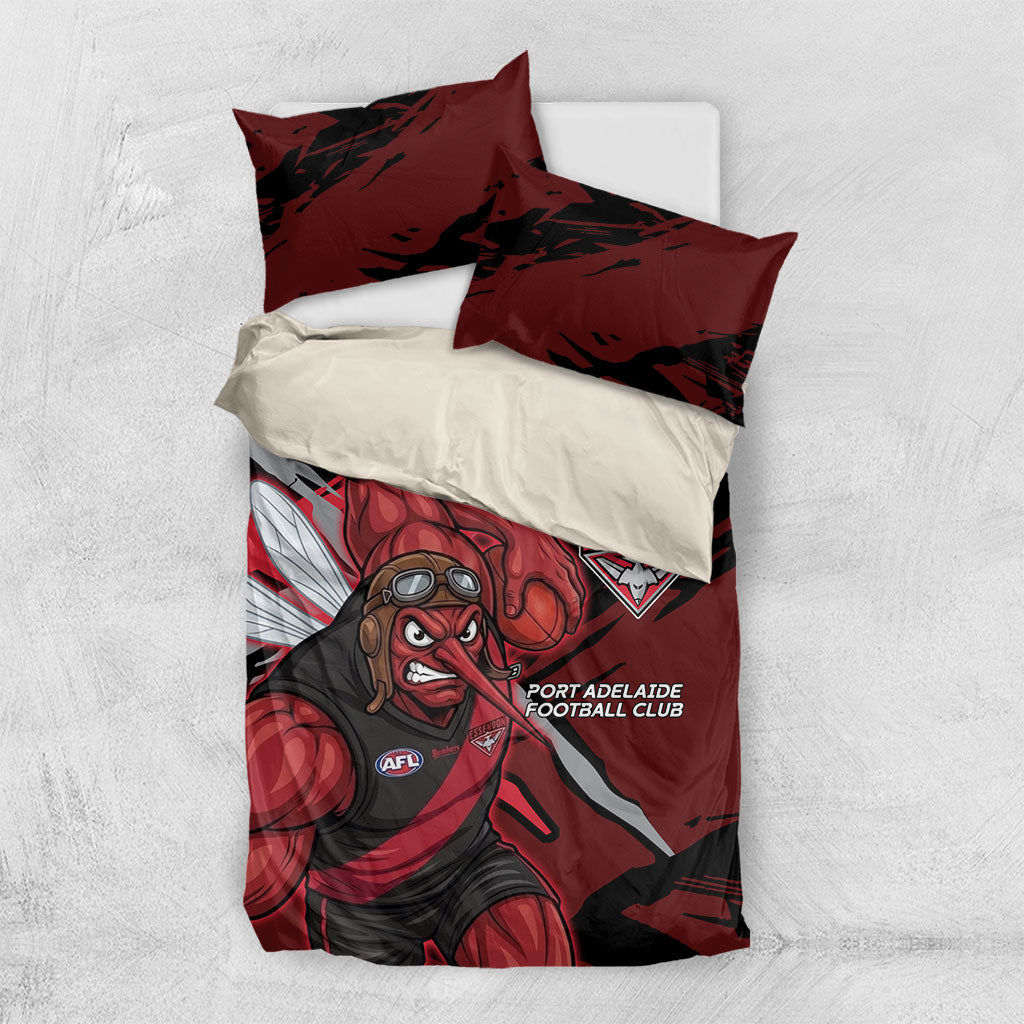 Essendon Football Club Bedding Set Bombers Muscular Mascot Graphic - Abstract Paint Splatter Art