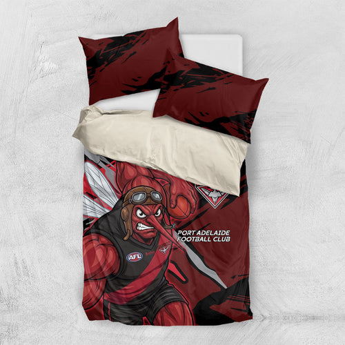 Essendon Football Club Bedding Set Bombers Muscular Mascot Graphic - Abstract Paint Splatter Art