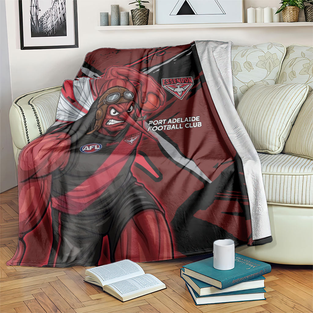 Essendon Football Club Blanket Bombers Muscular Mascot Graphic - Abstract Paint Splatter Art
