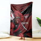Essendon Football Club Blanket Bombers Muscular Mascot Graphic - Abstract Paint Splatter Art
