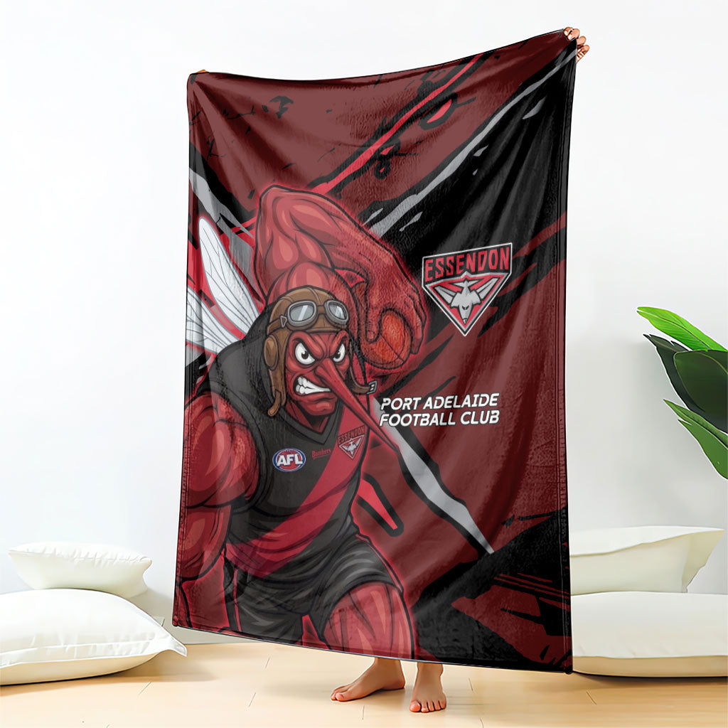 Essendon Football Club Blanket Bombers Muscular Mascot Graphic - Abstract Paint Splatter Art