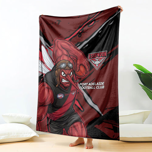 Essendon Football Club Blanket Bombers Muscular Mascot Graphic - Abstract Paint Splatter Art