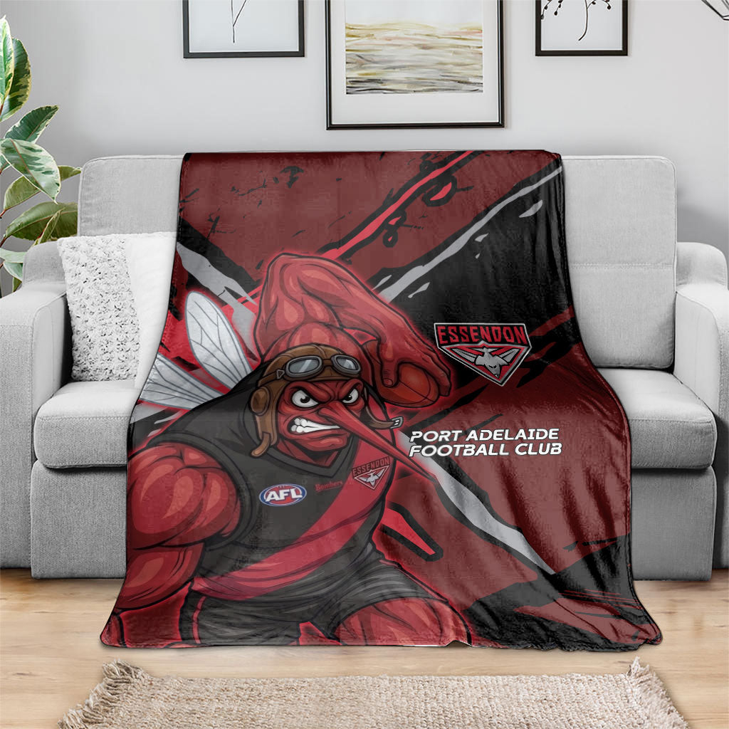 Essendon Football Club Blanket Bombers Muscular Mascot Graphic - Abstract Paint Splatter Art
