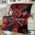 Essendon Football Club Blanket Bombers Muscular Mascot Graphic - Abstract Paint Splatter Art