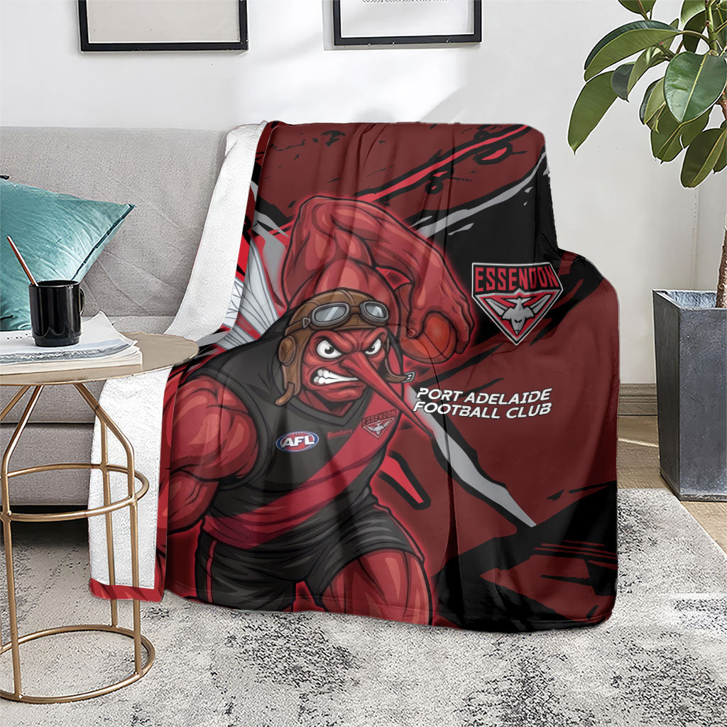 Essendon Football Club Blanket Bombers Muscular Mascot Graphic - Abstract Paint Splatter Art