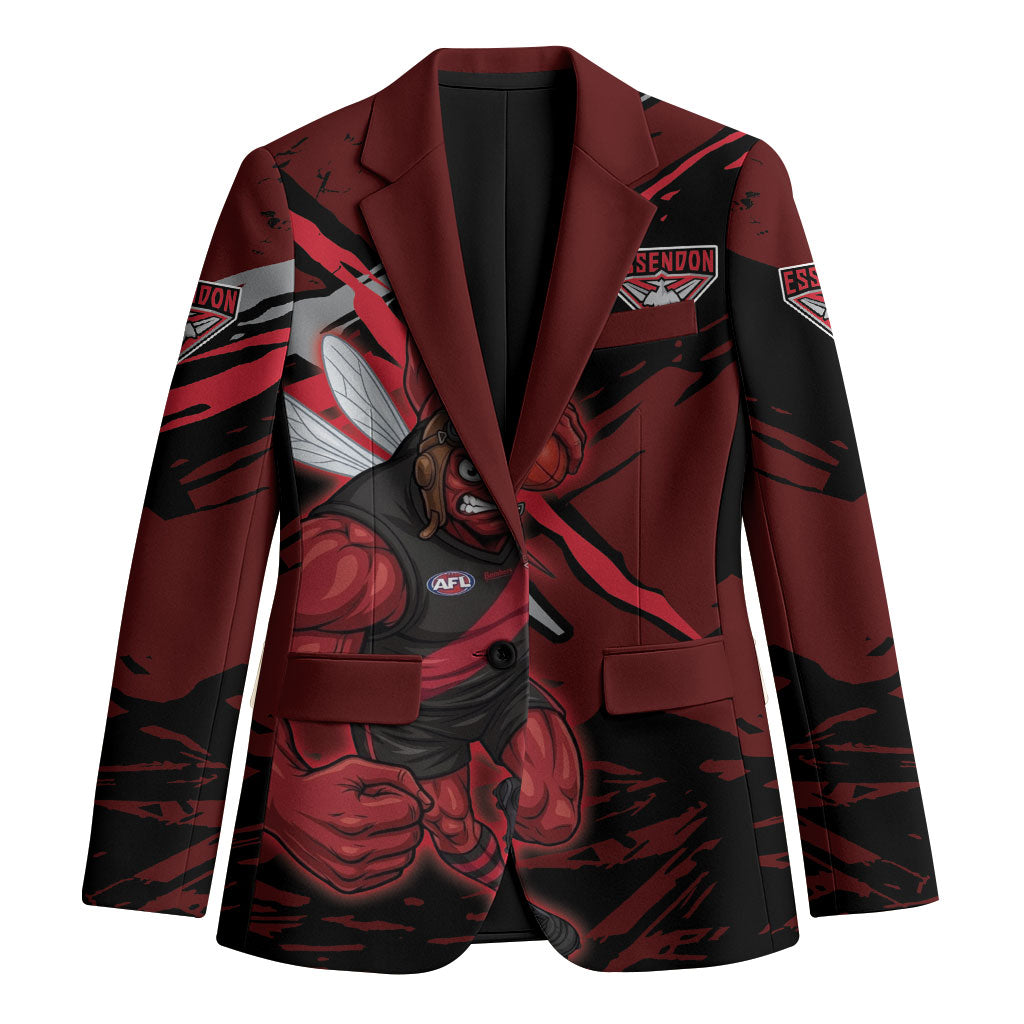 Essendon Football Club Blazer Bombers Muscular Mascot Graphic - Abstract Paint Splatter Art