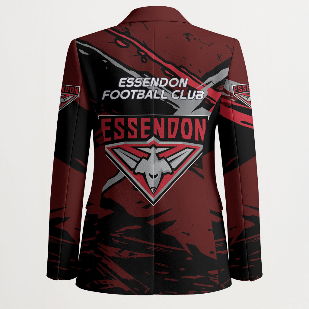 Essendon Football Club Blazer Bombers Muscular Mascot Graphic - Abstract Paint Splatter Art
