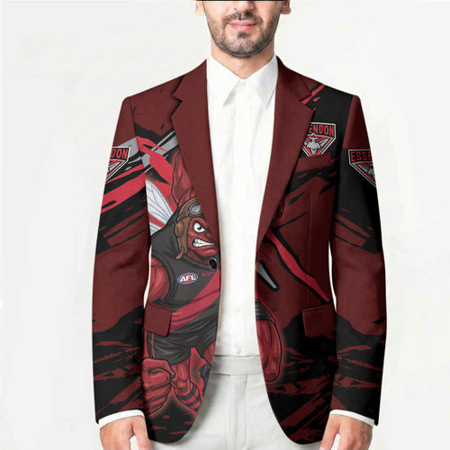 Essendon Football Club Blazer Bombers Muscular Mascot Graphic - Abstract Paint Splatter Art