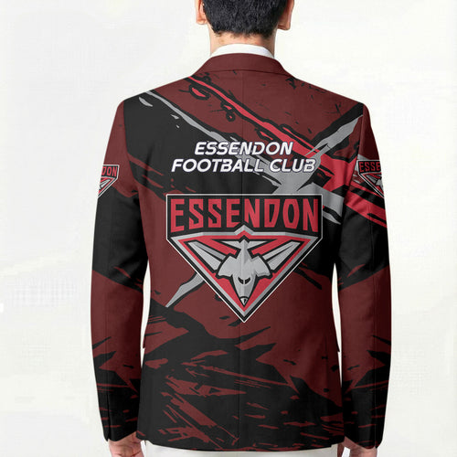 Essendon Football Club Blazer Bombers Muscular Mascot Graphic - Abstract Paint Splatter Art