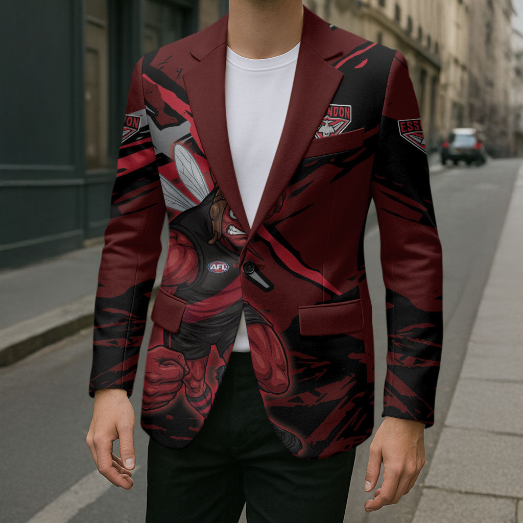 Essendon Football Club Blazer Bombers Muscular Mascot Graphic - Abstract Paint Splatter Art