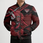 Essendon Football Club Bomber Puffer Jacket Bombers Muscular Mascot Graphic - Abstract Paint Splatter Art