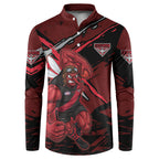 Essendon Football Club Button Sweatshirt Bombers Muscular Mascot Graphic - Abstract Paint Splatter Art