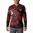 Essendon Football Club Button Sweatshirt Bombers Muscular Mascot Graphic - Abstract Paint Splatter Art