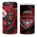 Essendon Football Club 4 in 1 Can Cooler Tumbler Bombers Muscular Mascot Graphic - Abstract Paint Splatter Art