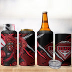 Essendon Football Club 4 in 1 Can Cooler Tumbler Bombers Muscular Mascot Graphic - Abstract Paint Splatter Art