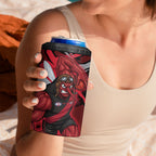 Essendon Football Club 4 in 1 Can Cooler Tumbler Bombers Muscular Mascot Graphic - Abstract Paint Splatter Art