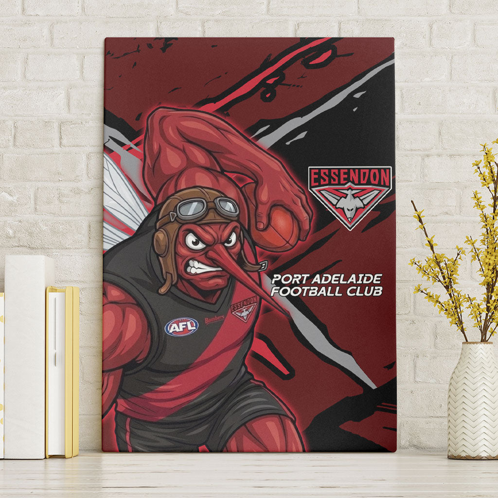 Essendon Football Club Canvas Wall Art Bombers Muscular Mascot Graphic - Abstract Paint Splatter Art