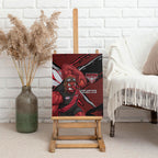 Essendon Football Club Canvas Wall Art Bombers Muscular Mascot Graphic - Abstract Paint Splatter Art