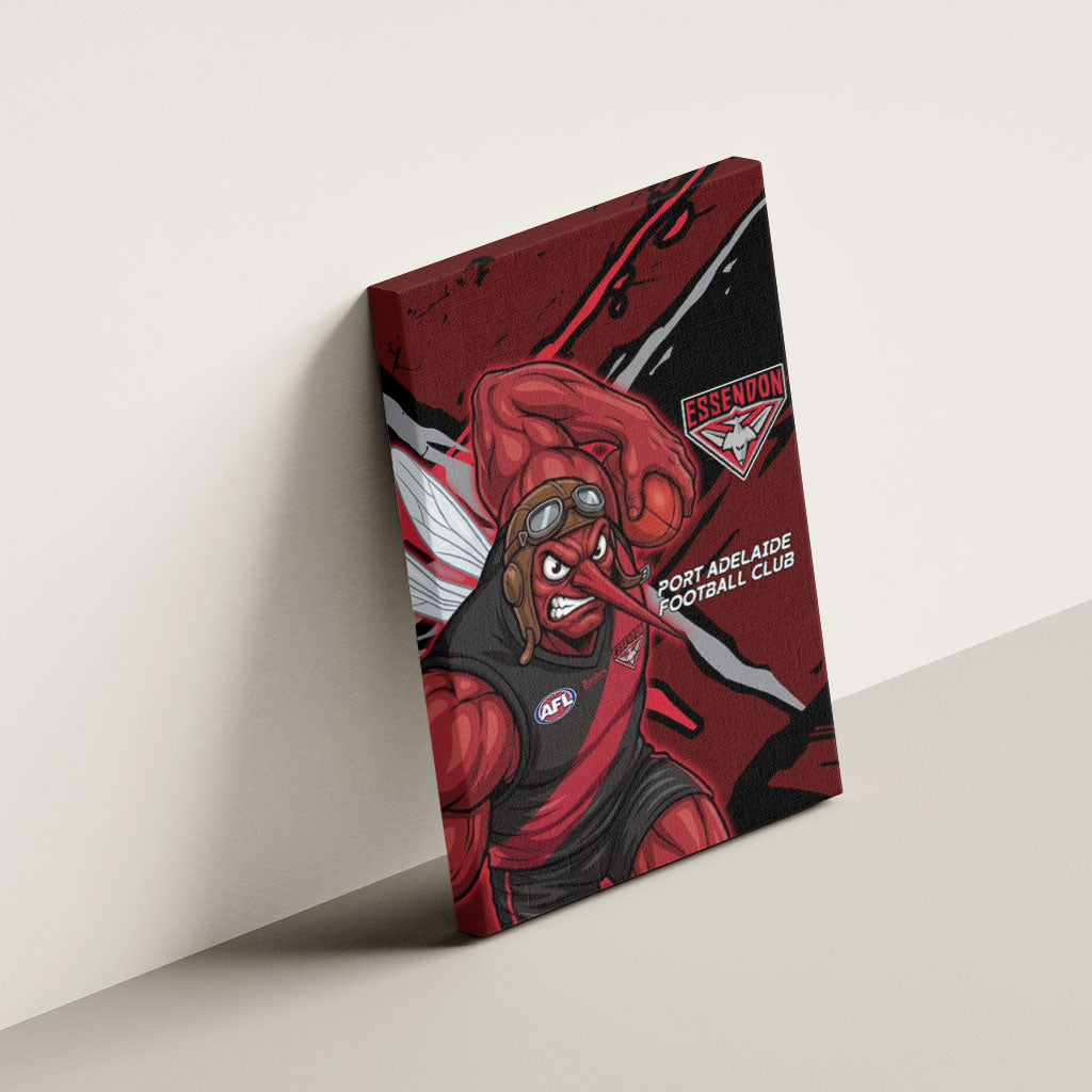 Essendon Football Club Canvas Wall Art Bombers Muscular Mascot Graphic - Abstract Paint Splatter Art