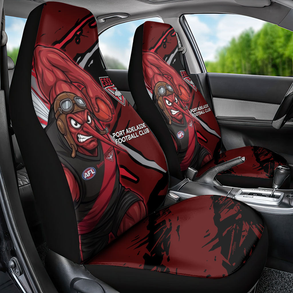 Essendon Football Club Car Seat Cover Bombers Muscular Mascot Graphic - Abstract Paint Splatter Art