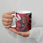 Essendon Football Club Ceramic Mug Bombers Muscular Mascot Graphic - Abstract Paint Splatter Art
