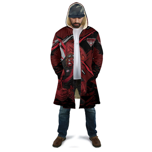 Essendon Football Club Cloak Bombers Muscular Mascot Graphic - Abstract Paint Splatter Art