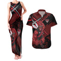 Essendon Football Club Couples Matching Tank Maxi Dress and Hawaiian Shirt Bombers Muscular Mascot Graphic - Abstract Paint Splatter Art