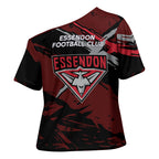 Essendon Football Club Cross Shoulder Shirt Bombers Muscular Mascot Graphic - Abstract Paint Splatter Art