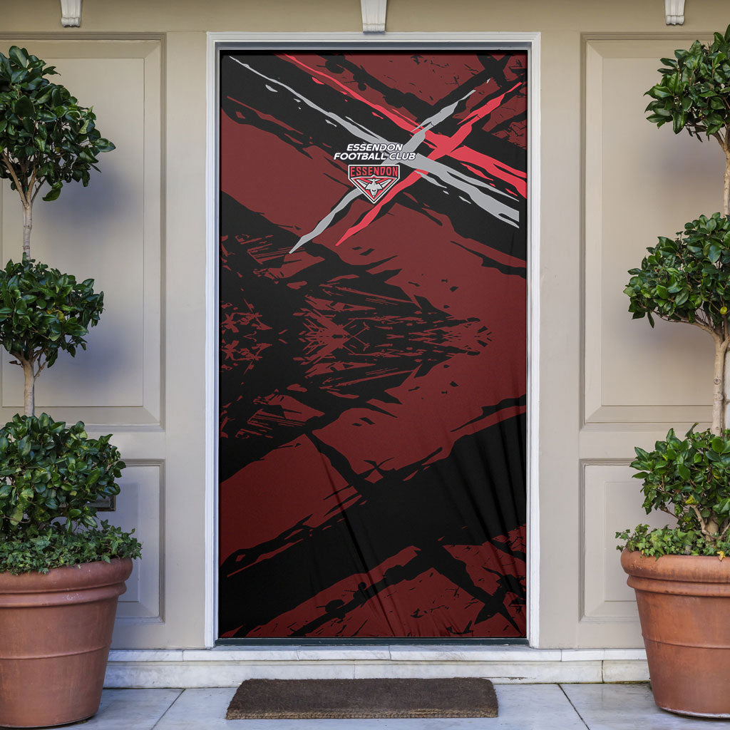 Essendon Football Club Door Cover Bombers Muscular Mascot Graphic - Abstract Paint Splatter Art