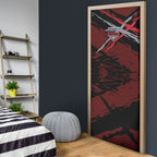 Essendon Football Club Door Cover Bombers Muscular Mascot Graphic - Abstract Paint Splatter Art