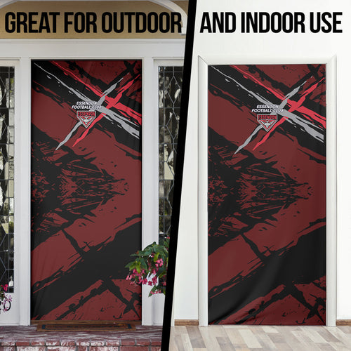 Essendon Football Club Door Cover Bombers Muscular Mascot Graphic - Abstract Paint Splatter Art
