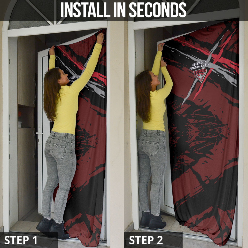 Essendon Football Club Door Cover Bombers Muscular Mascot Graphic - Abstract Paint Splatter Art