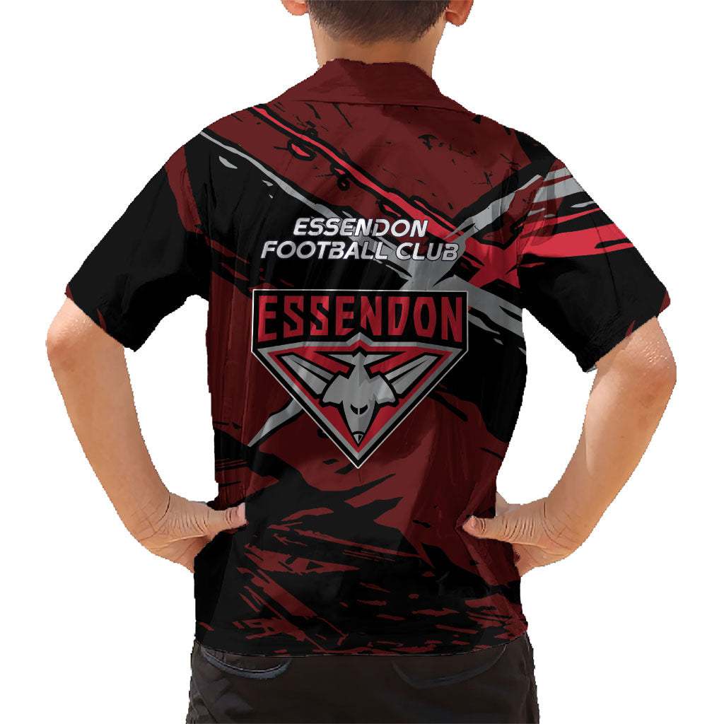 Essendon Football Club Family Matching Mermaid Dress and Hawaiian Shirt Bombers Muscular Mascot Graphic - Abstract Paint Splatter Art