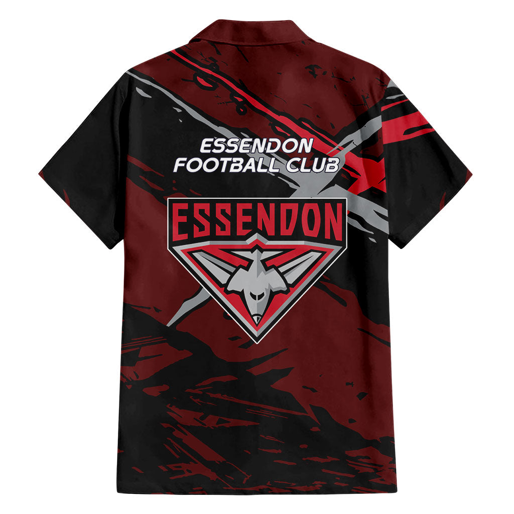 Essendon Football Club Family Matching Mermaid Dress and Hawaiian Shirt Bombers Muscular Mascot Graphic - Abstract Paint Splatter Art