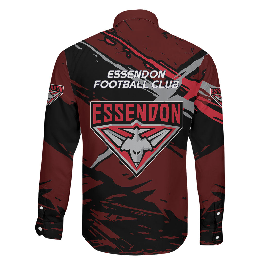 Essendon Football Club Family Matching Mermaid Dress and Hawaiian Shirt Bombers Muscular Mascot Graphic - Abstract Paint Splatter Art