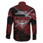 Essendon Football Club Family Matching Mermaid Dress and Hawaiian Shirt Bombers Muscular Mascot Graphic - Abstract Paint Splatter Art