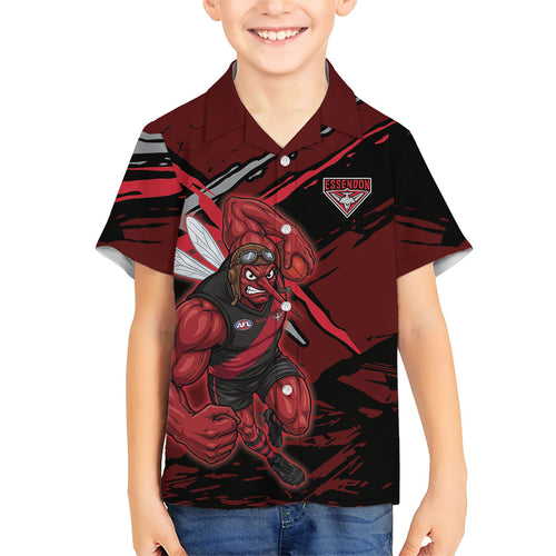 Essendon Football Club Family Matching Mermaid Dress and Hawaiian Shirt Bombers Muscular Mascot Graphic - Abstract Paint Splatter Art
