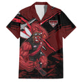 Essendon Football Club Family Matching Short Sleeve Bodycon Dress and Hawaiian Shirt Bombers Muscular Mascot Graphic - Abstract Paint Splatter Art
