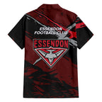 Essendon Football Club Family Matching Short Sleeve Bodycon Dress and Hawaiian Shirt Bombers Muscular Mascot Graphic - Abstract Paint Splatter Art